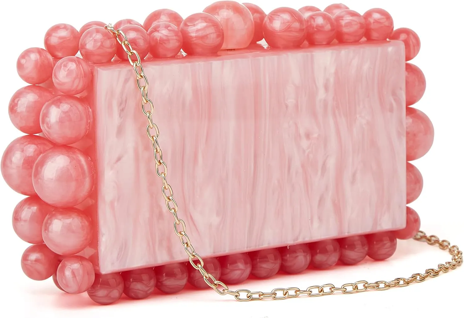 URAWOW Acrylic Evening Handbag Beads Bag for Women Graceful Shoulder Bag Satchel Marble Clutch Purses for Wedding Party