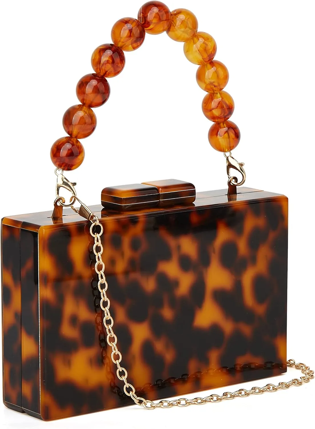 URAWOW Acrylic Evening Handbag Beads Bag for Women Graceful Shoulder Bag Satchel Marble Clutch Purses for Wedding Party