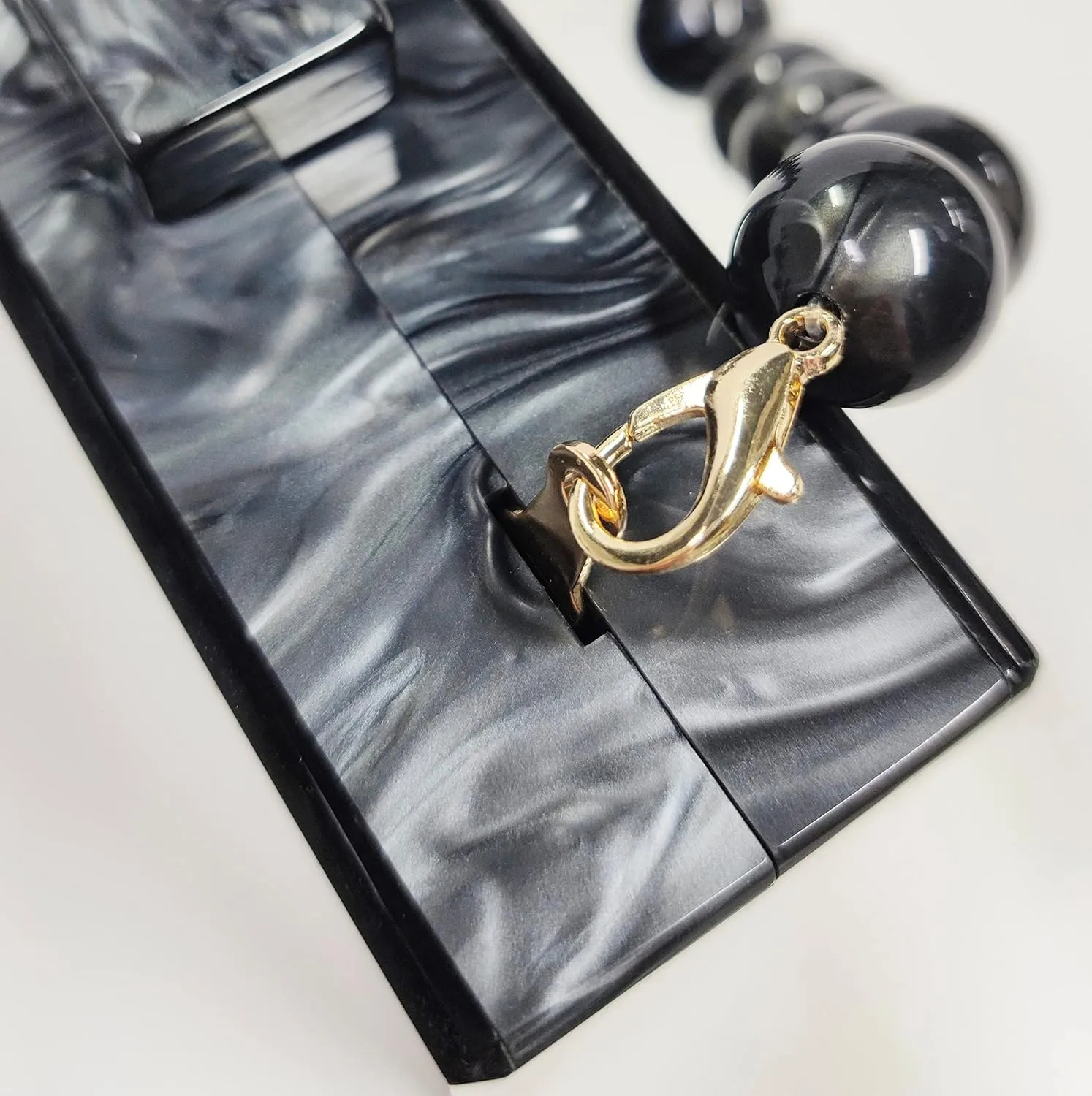 URAWOW Acrylic Evening Handbag Beads Bag for Women Graceful Shoulder Bag Satchel Marble Clutch Purses for Wedding Party