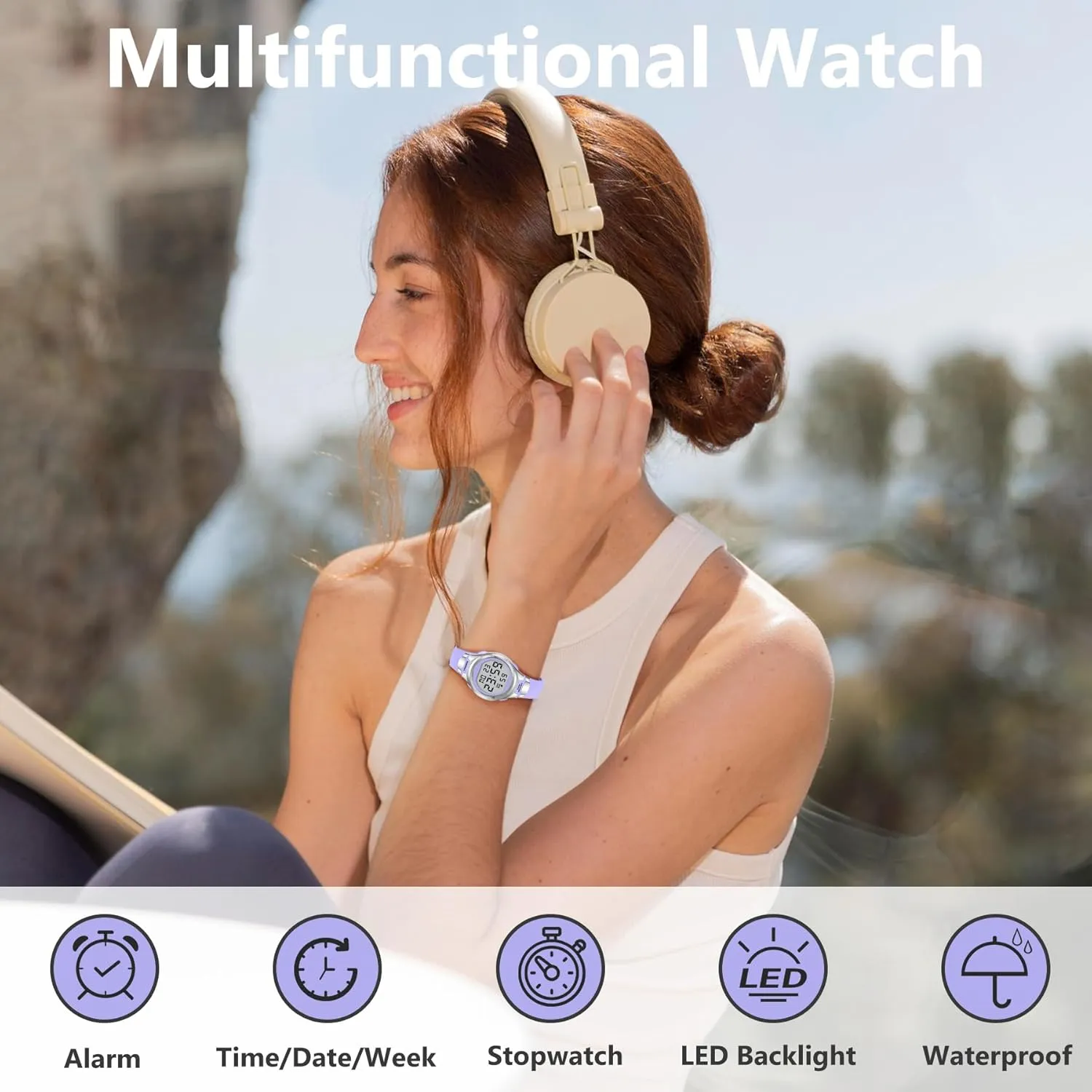 Watches for Women Sport Digital Womens Watch Waterproof with Silicone Strap Alarm/Stopwatch/Chronograph/LED Back Light