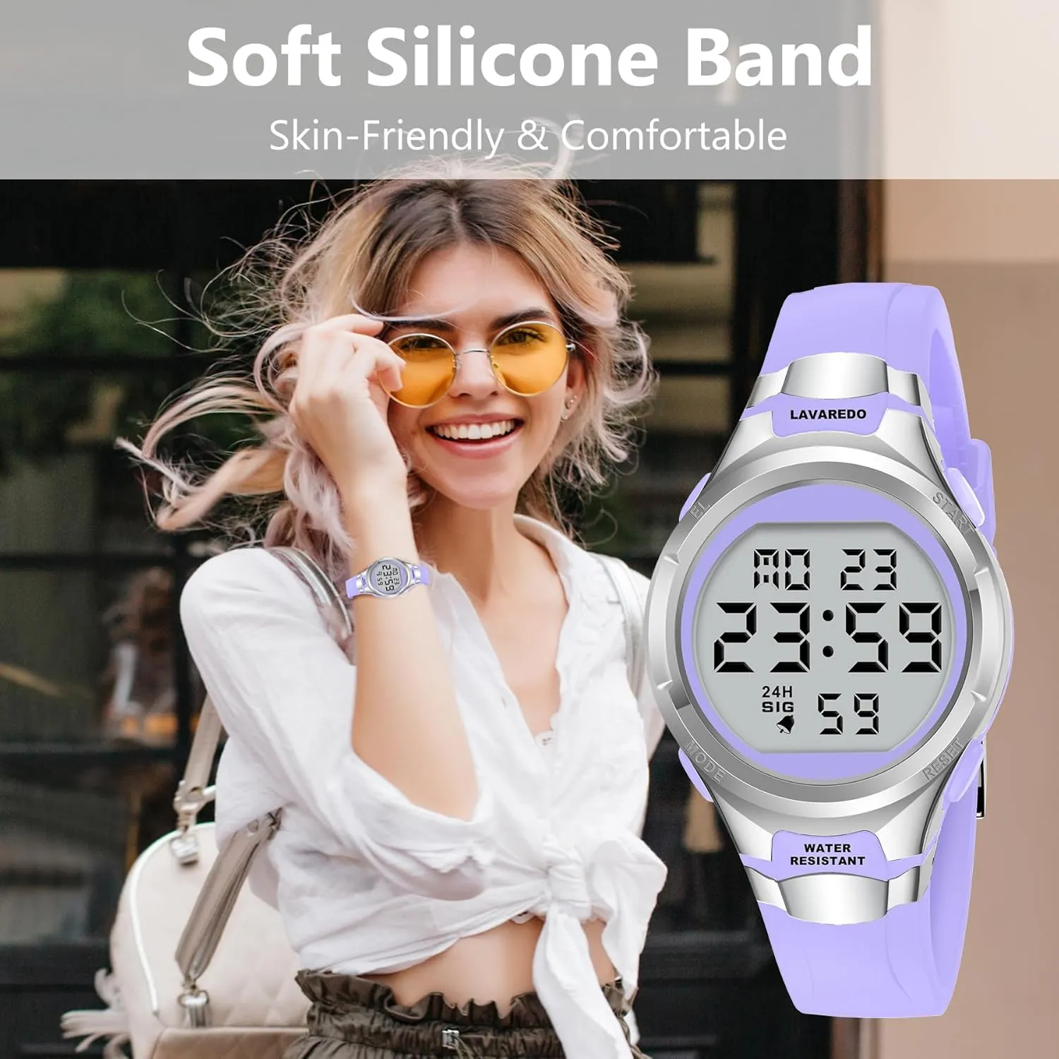 Watches for Women Sport Digital Womens Watch Waterproof with Silicone Strap Alarm/Stopwatch/Chronograph/LED Back Light