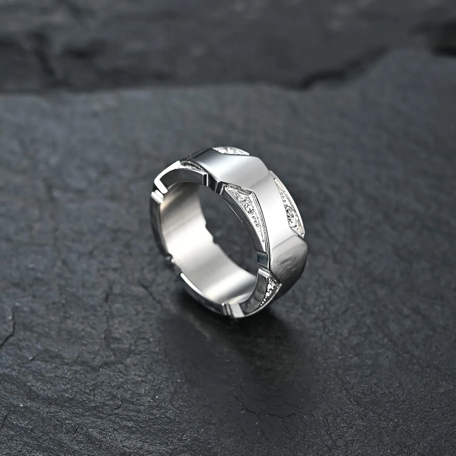 Wedding Rings Sets for Him and Her, Couples Promise Rings Set Stainless Steel Comfort Fit 8.7mm Silver Gold Ring with Cubic Zirconia