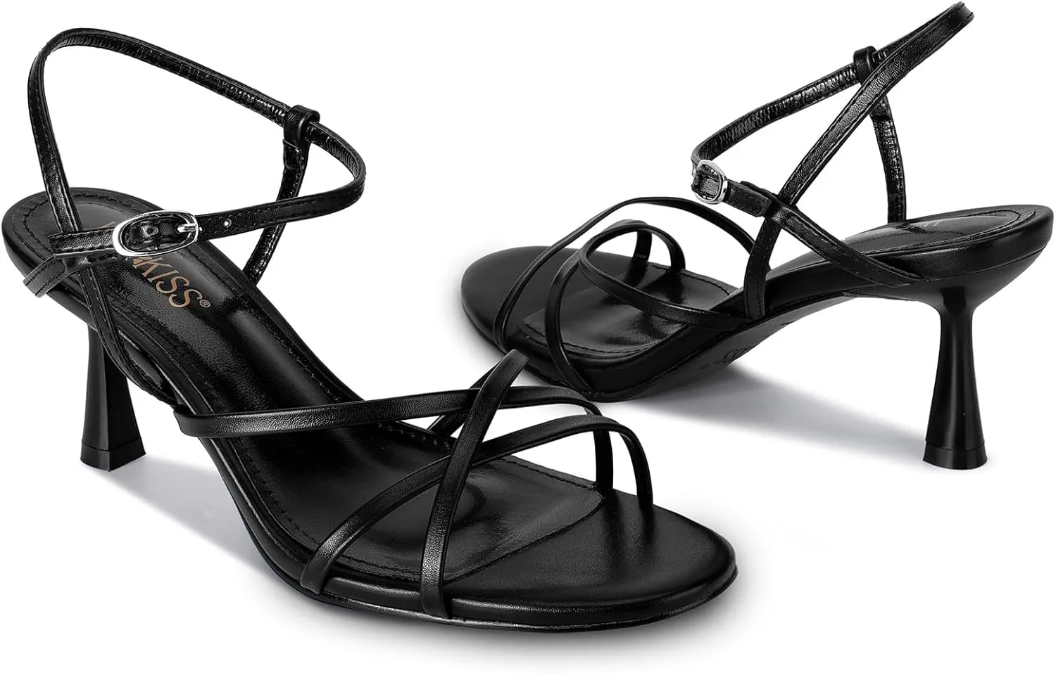 wetkiss Strappy Kitten Heels For Women Low Heel Comfy Sandals Adjustable Ankle Strap Round Open Toe For Homecoming Party Dress Wedding Gold Black White Red Silver Available