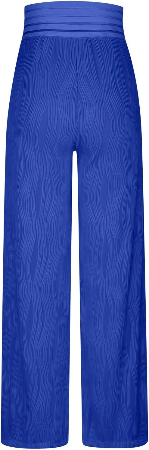 Wide Leg Pants for Women High Waist Bow Tie Casual Trousers Loose Fit Straight Barrel Pants Fall Vacation Trousers