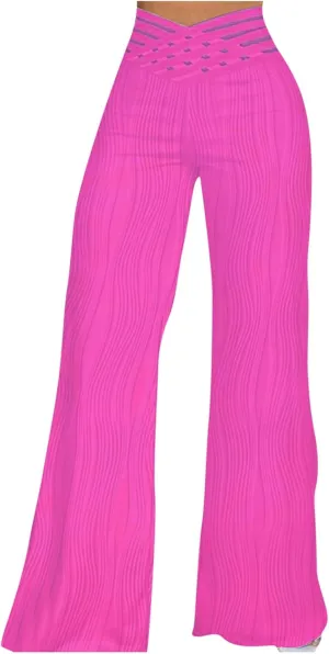 Wide Leg Pants for Women High Waist Bow Tie Casual Trousers Loose Fit Straight Barrel Pants Fall Vacation Trousers