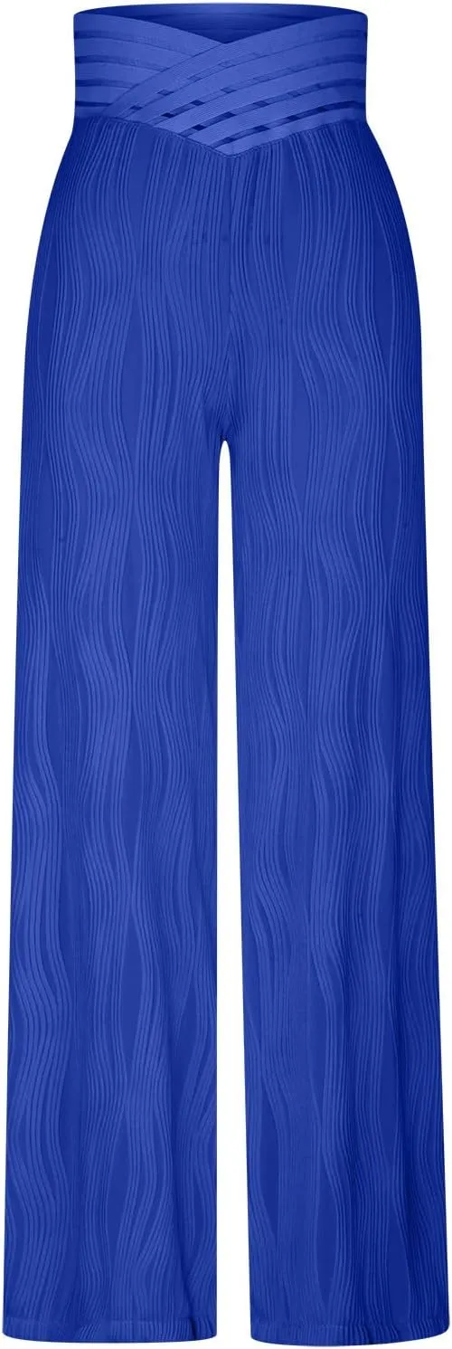 Wide Leg Pants for Women High Waist Bow Tie Casual Trousers Loose Fit Straight Barrel Pants Fall Vacation Trousers