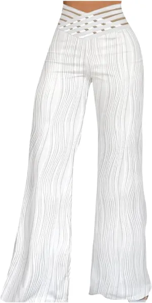 Wide Leg Pants for Women High Waist Bow Tie Casual Trousers Loose Fit Straight Barrel Pants Fall Vacation Trousers