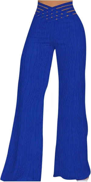 Wide Leg Pants for Women High Waist Bow Tie Casual Trousers Loose Fit Straight Barrel Pants Fall Vacation Trousers