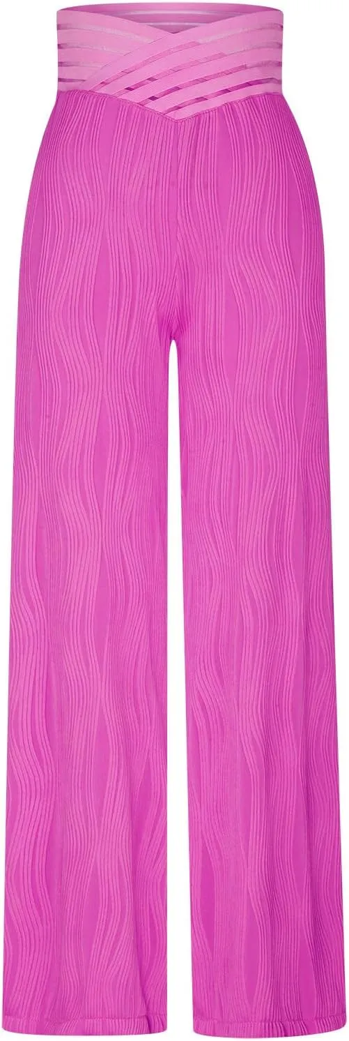Wide Leg Pants for Women High Waist Bow Tie Casual Trousers Loose Fit Straight Barrel Pants Fall Vacation Trousers