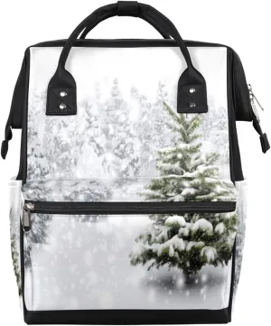 Winter Christmas Tree Diaper Bag Tote Large Capacity Waterproof with Adjustable Shoulder Strap and Pram Straps Mommy Bag for Hospital Beach Weekender Travel