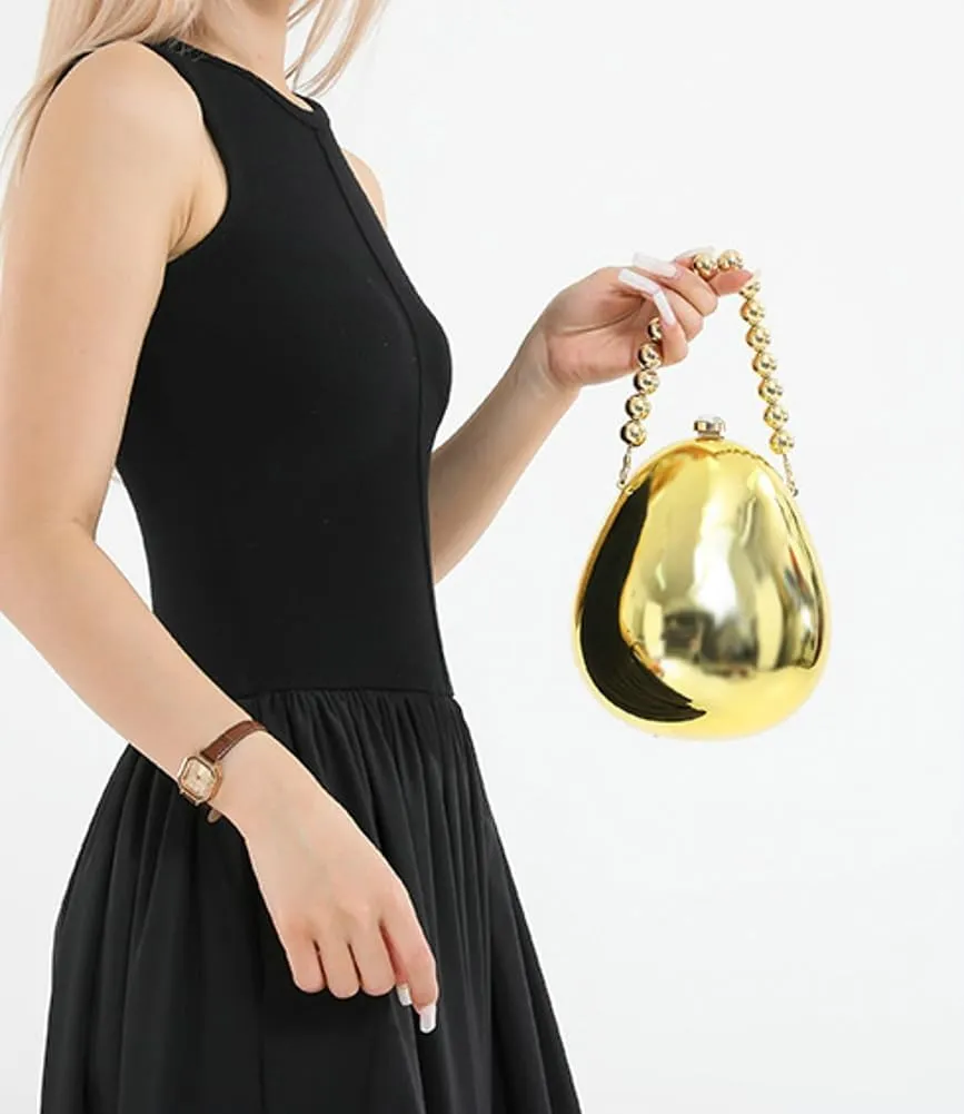 Women Acrylic Egg Clutch Bag Cute Pearl Wrist Purse Marble Evening Handbag Glitter Party Prom Shoulder Bags with Chain