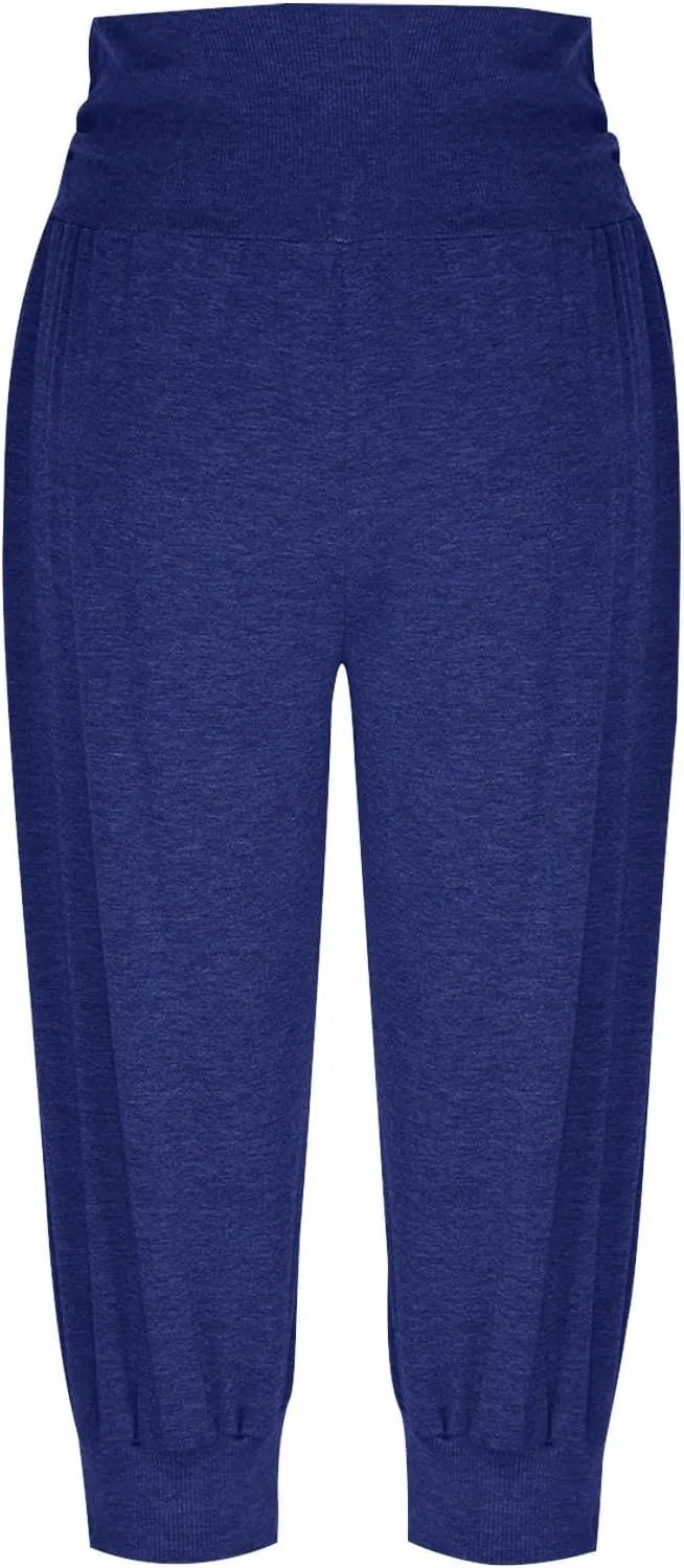 Women Basic Jogger Capri Pants Fashion Ruched Side High Waist Cinch Bottom Pant Summer Comfy Lounge Workout Cropped Trousers