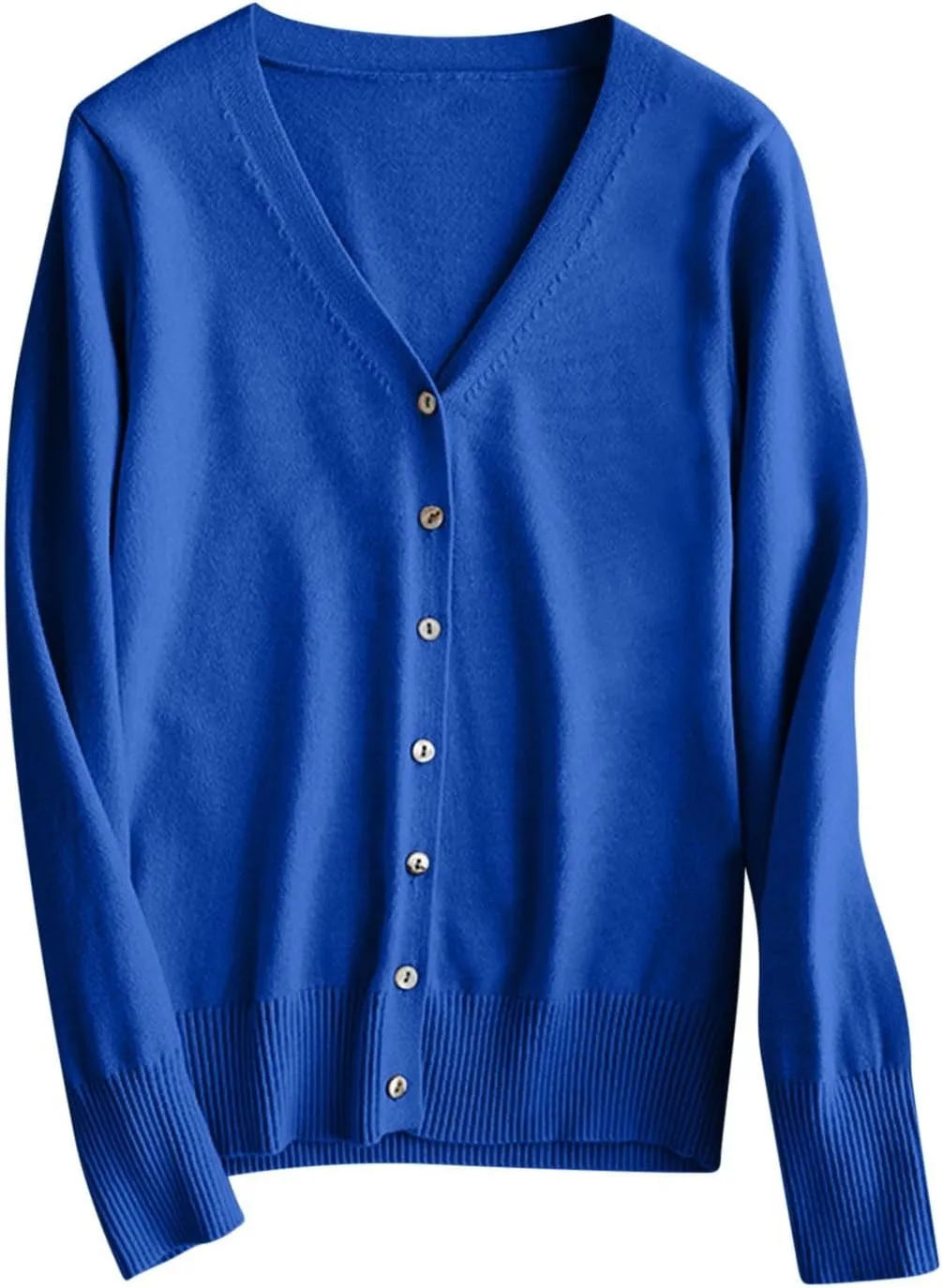 Women Cardigan Sweater Lightweight Solid Open Front Button Down Cardigan Slim Fit Long Sleeve Causal Knit Cardigan