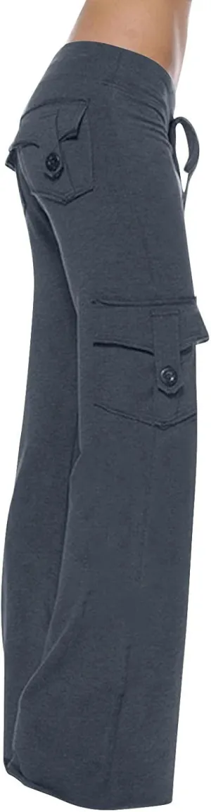 Women Cargo Pants 2025 Bootcut Yoga Pant Stretchy Trousers Wide Leg Workout Baggy Sweatpants with Pockets Trendy