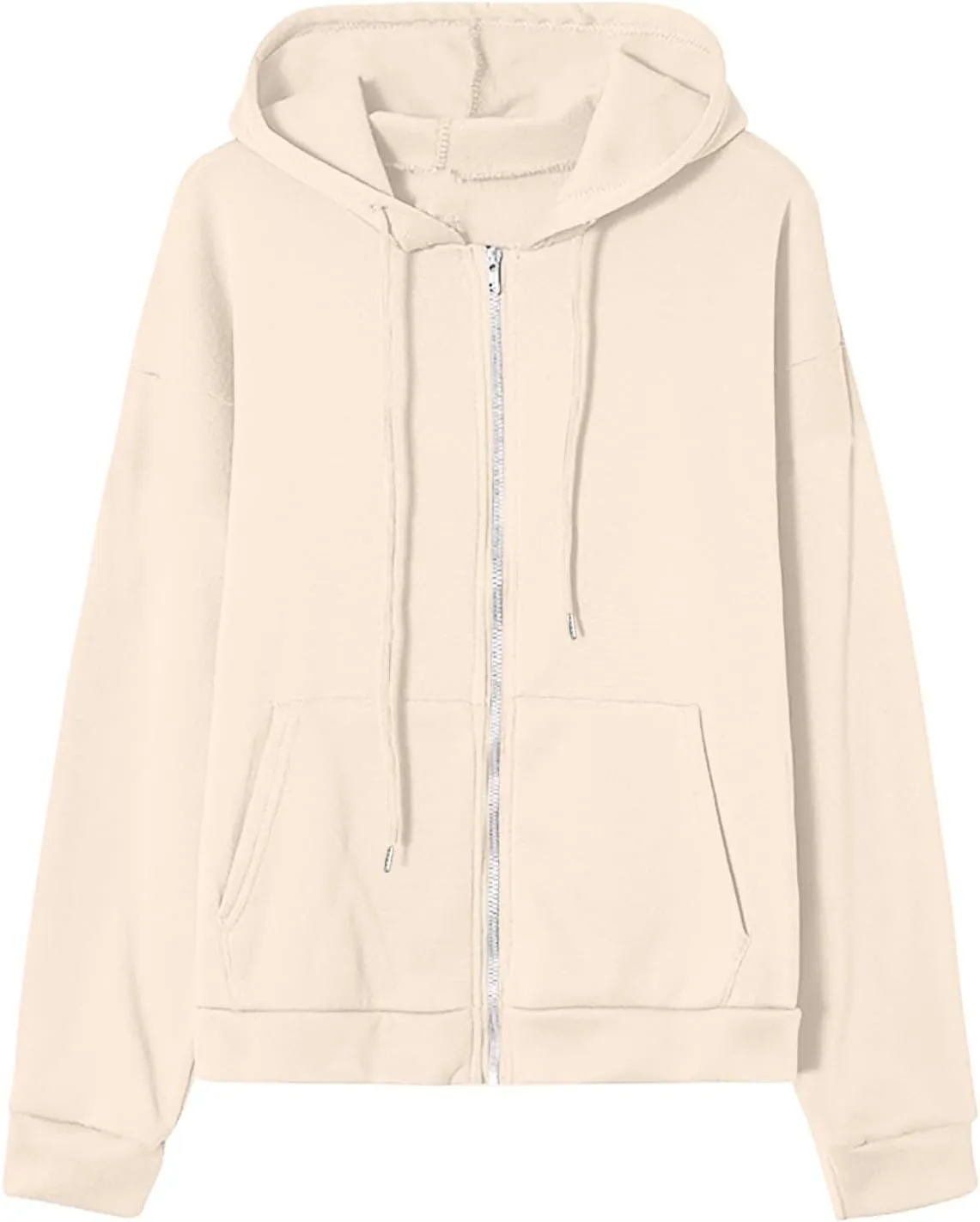 Women Casual Full Zip Up Hoodie Basic Lightweight Long Sleeve Sweatshirt Solid Color Jacket Fall Outfits