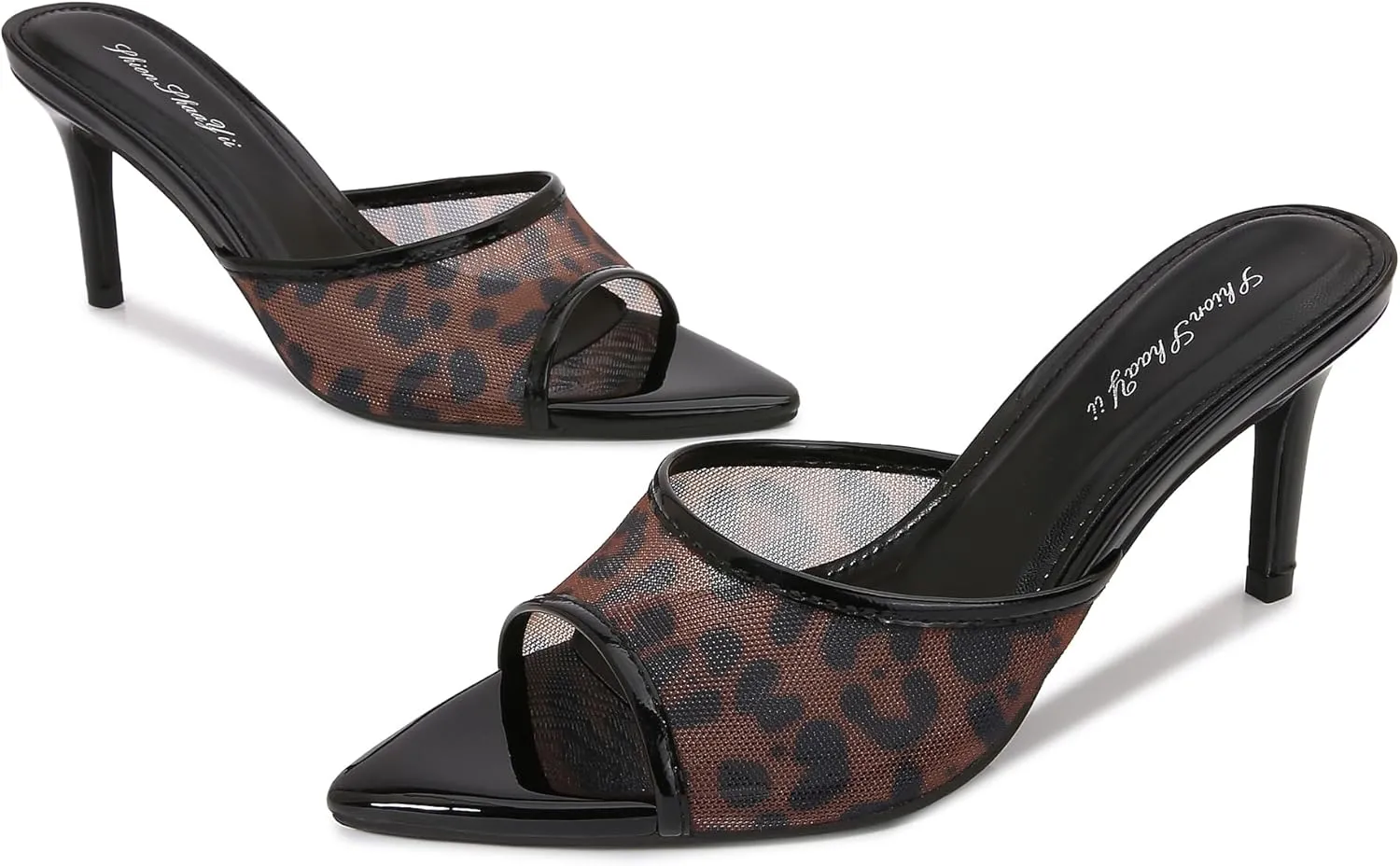 Women Clear Pointed Toe Sandals Stiletto Heels Transparent Strap High Heels Slip on Mules for Women