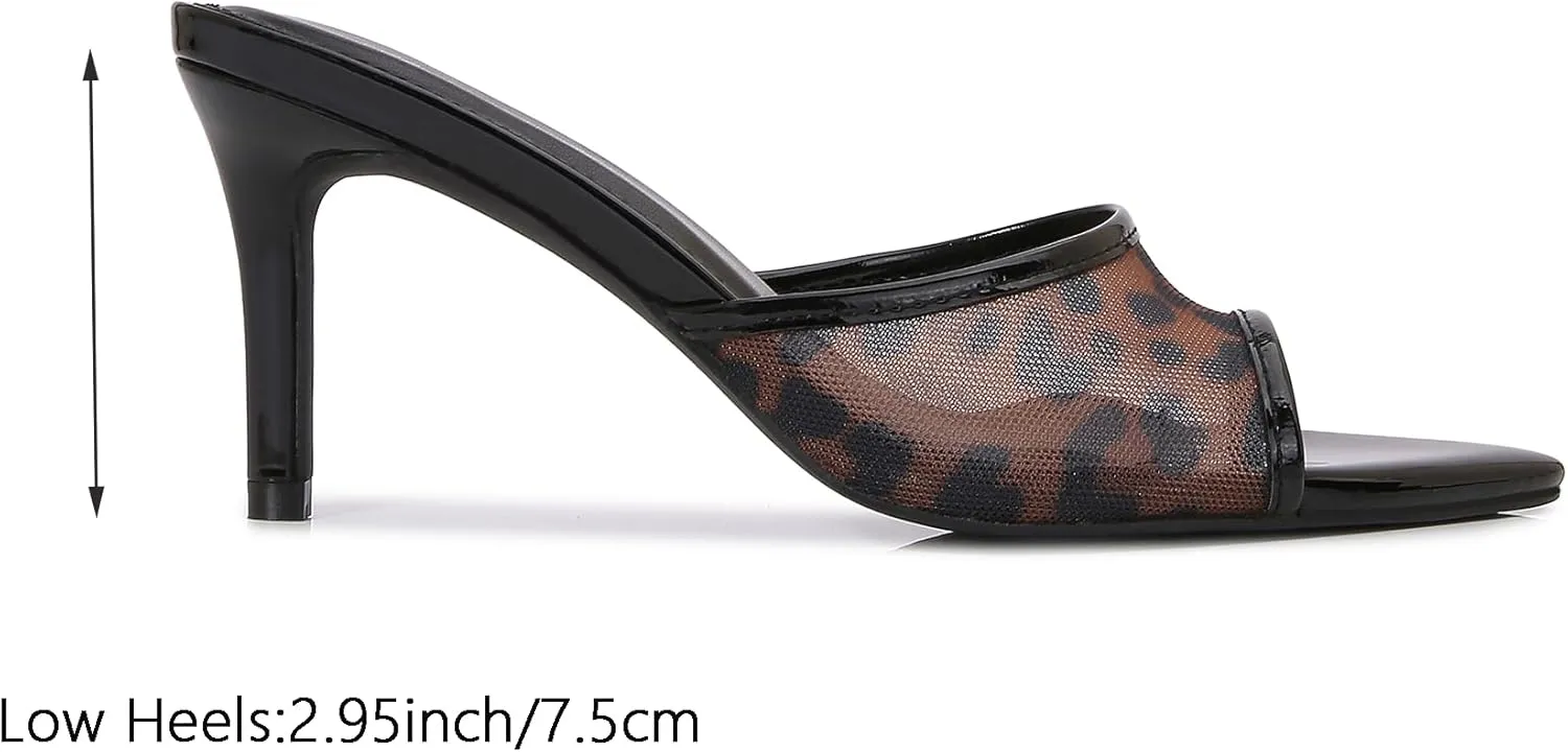 Women Clear Pointed Toe Sandals Stiletto Heels Transparent Strap High Heels Slip on Mules for Women