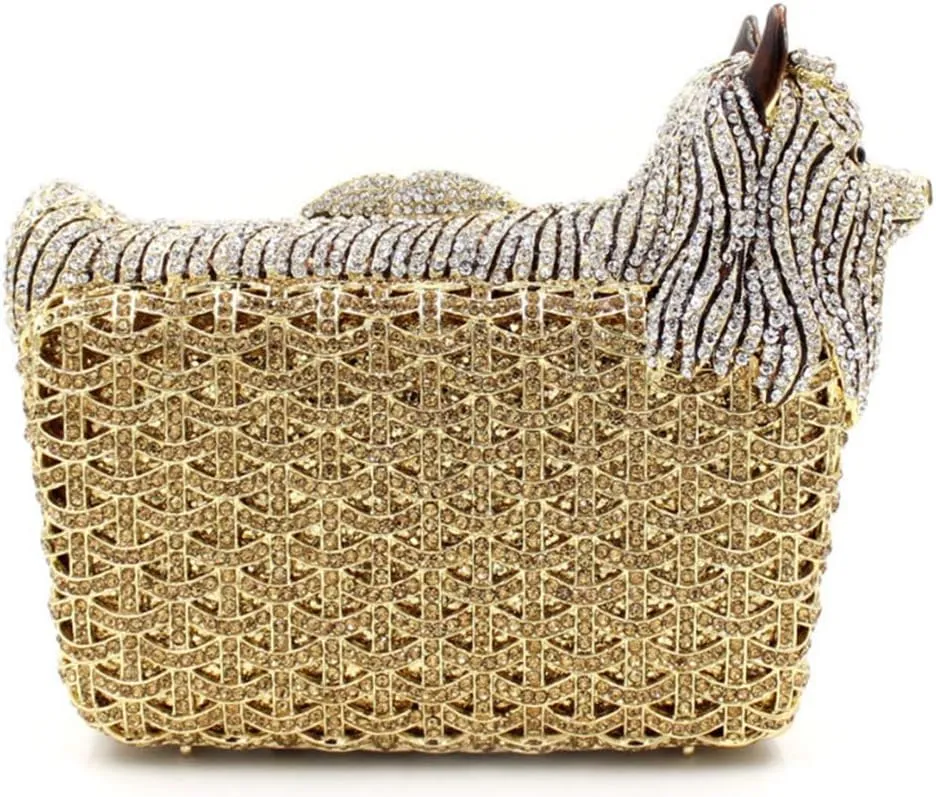 Women Crystal Handbag Wedding Evening-Bag Chain Luxury Ladies Clutch-Purse Horse