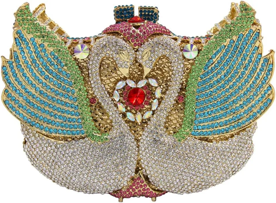 Women Evening-Bag Chain Rhinestone Luxury Ladies Clutch-Purse Wedding-Handbag Swan