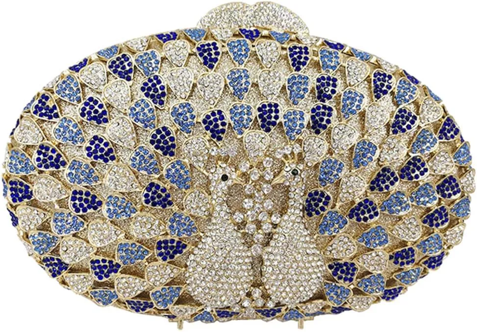 Women Evening-Bag Chain Rhinestone Wedding Clutch-Purse Luxury Handbag Birds