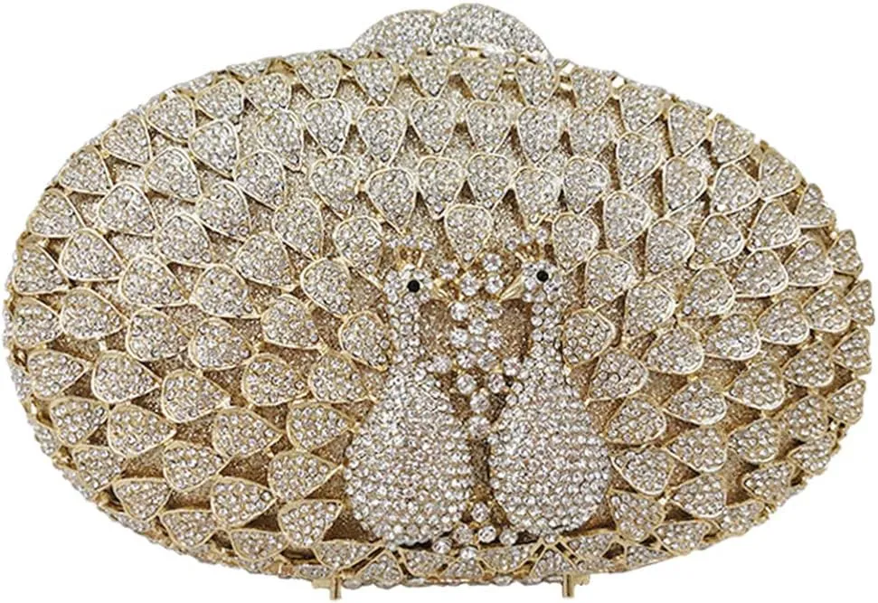 Women Evening-Bag Chain Rhinestone Wedding Clutch-Purse Luxury Handbag Birds