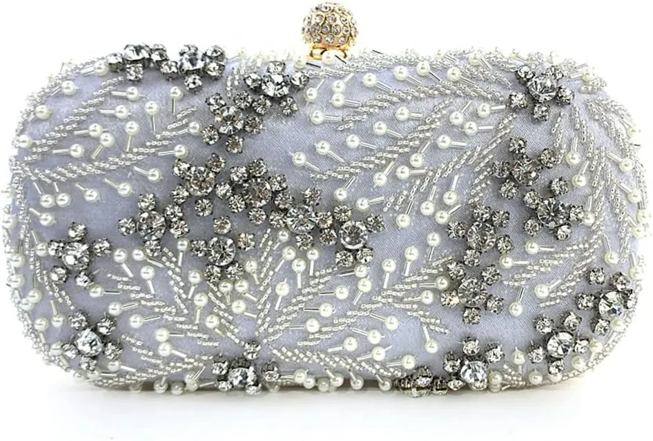 Women Evening Clutch Bag Embroidery Handbag Shoulder Crossbody Bags Wedding Prom Party Purse with Detachable Chain