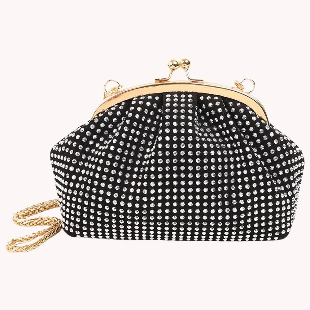 Women Evening Clutch Bag Fashion Rhinestones Evening Bags Chain Strap Shiny Shoulder Bag Large Capacity Elegant Ha