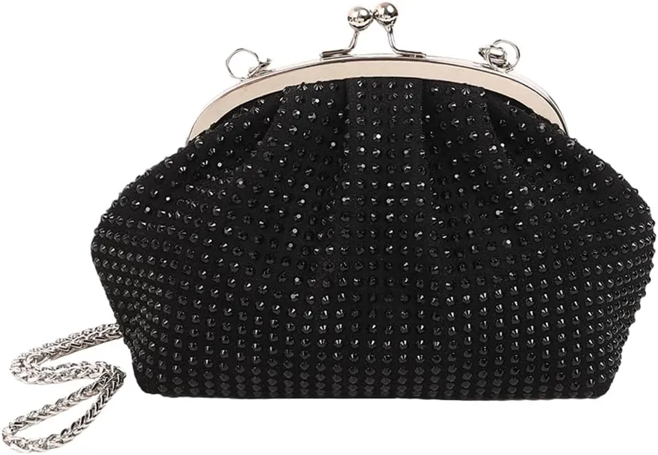 Women Evening Clutch Bag Fashion Rhinestones Evening Bags Chain Strap Shiny Shoulder Bag Large Capacity Elegant Ha