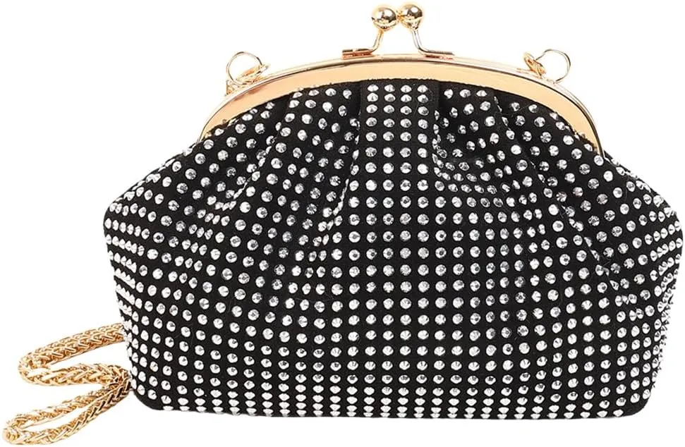 Women Evening Clutch Bag Fashion Rhinestones Evening Bags Chain Strap Shiny Shoulder Bag Large Capacity Elegant Ha