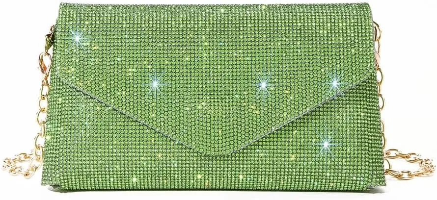 Women Evening Clutch Bag Glitter Handbag Shoulder Crossbody Bags Wedding Prom Party Purse with Detachable Chain