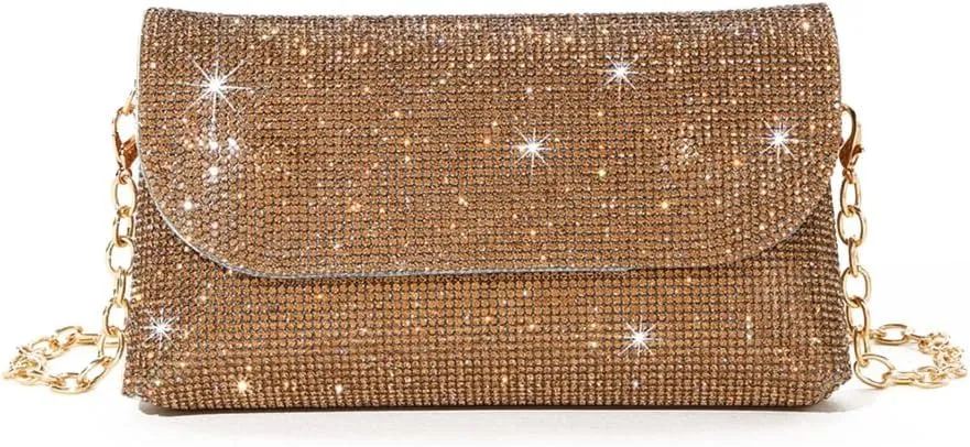 Women Evening Clutch Bag Glitter Handbag Shoulder Crossbody Bags Wedding Prom Party Purse with Detachable Chain