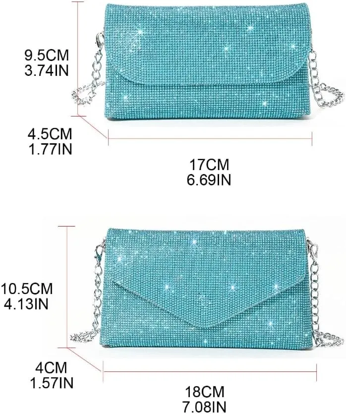 Women Evening Clutch Bag Glitter Handbag Shoulder Crossbody Bags Wedding Prom Party Purse with Detachable Chain