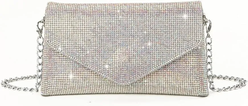 Women Evening Clutch Bag Glitter Handbag Shoulder Crossbody Bags Wedding Prom Party Purse with Detachable Chain
