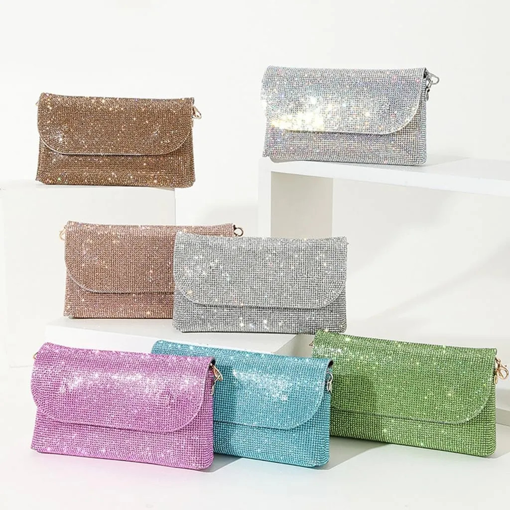 Women Evening Clutch Bag Glitter Handbag Shoulder Crossbody Bags Wedding Prom Party Purse with Detachable Chain