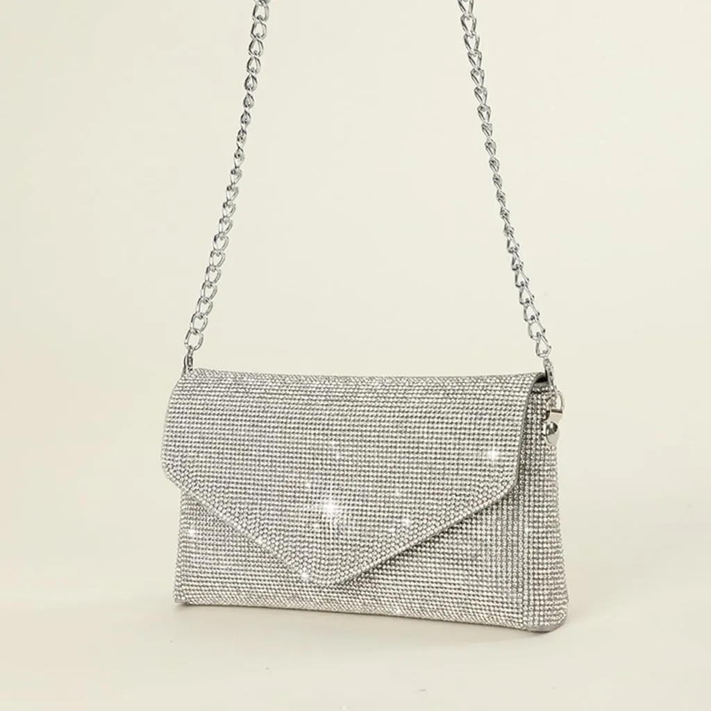 Women Evening Clutch Bag Glitter Handbag Shoulder Crossbody Bags Wedding Prom Party Purse with Detachable Chain