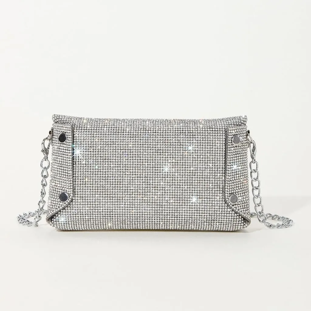 Women Evening Clutch Bag Glitter Handbag Shoulder Crossbody Bags Wedding Prom Party Purse with Detachable Chain