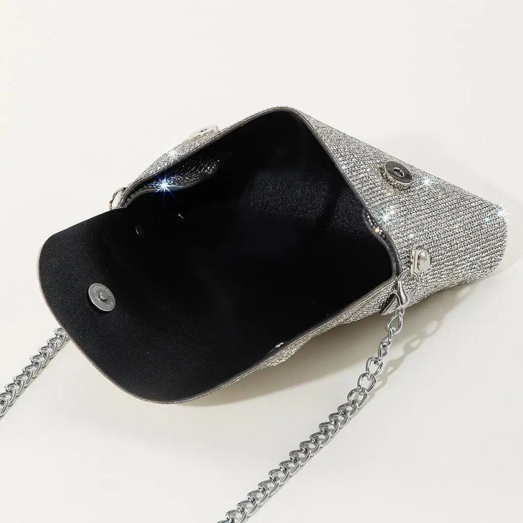Women Evening Clutch Bag Glitter Handbag Shoulder Crossbody Bags Wedding Prom Party Purse with Detachable Chain