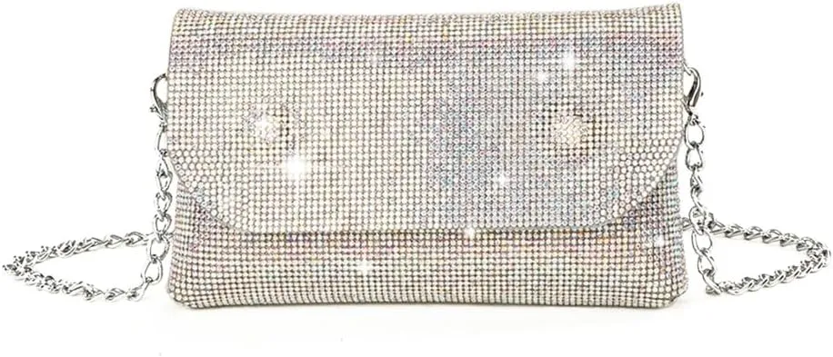 Women Evening Clutch Bag Glitter Handbag Shoulder Crossbody Bags Wedding Prom Party Purse with Detachable Chain