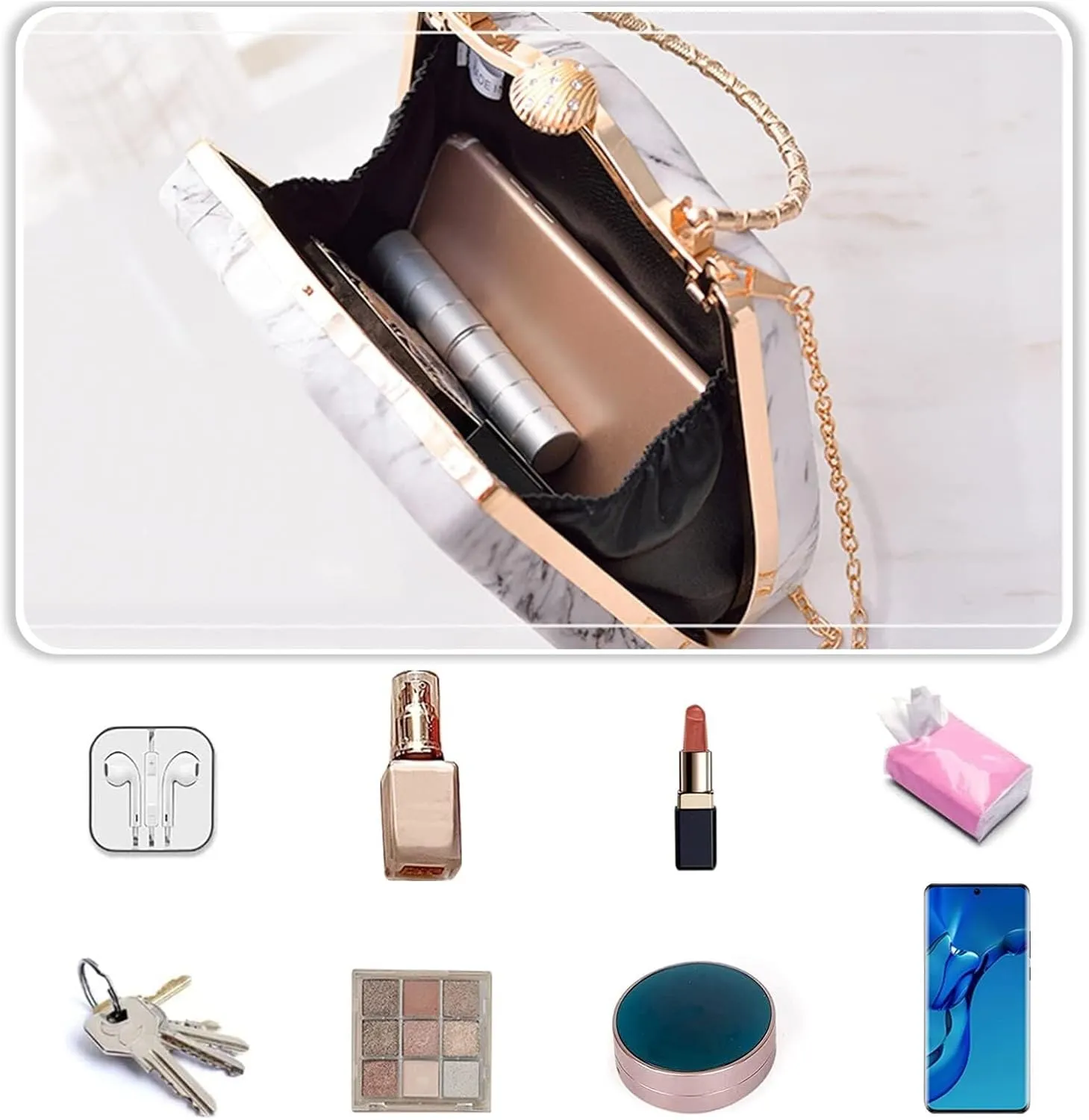 Women Evening Marble Clutch Bridal Wedding Purse Charming Shoulder Elegant Handbag Unique Crossbody