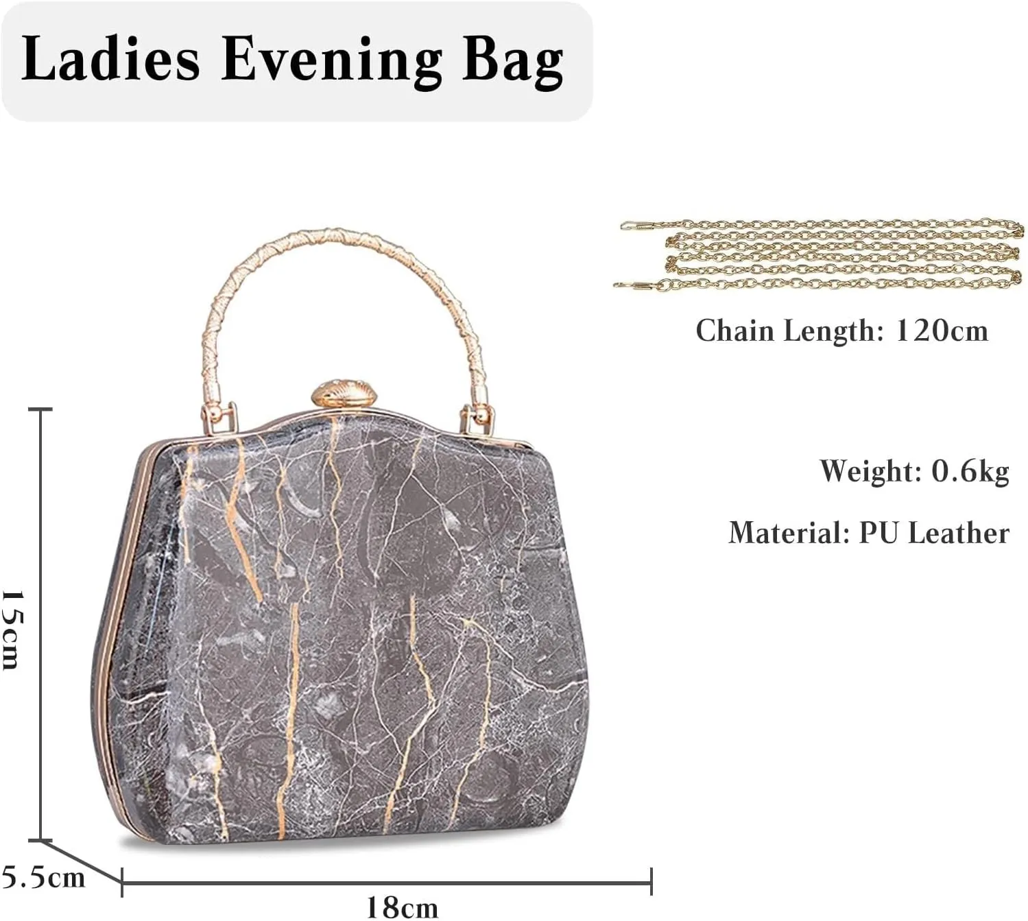 Women Evening Marble Clutch Bridal Wedding Purse Charming Shoulder Elegant Handbag Unique Crossbody