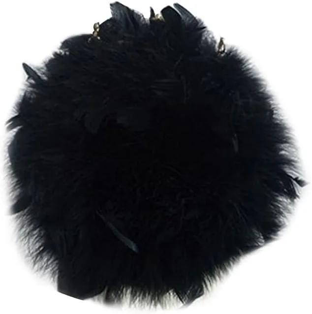 Women Feather Clutch Purse Fluffy Shoulder Crossbody Bag with Removable Chain Evening Handbags for Party Wedding