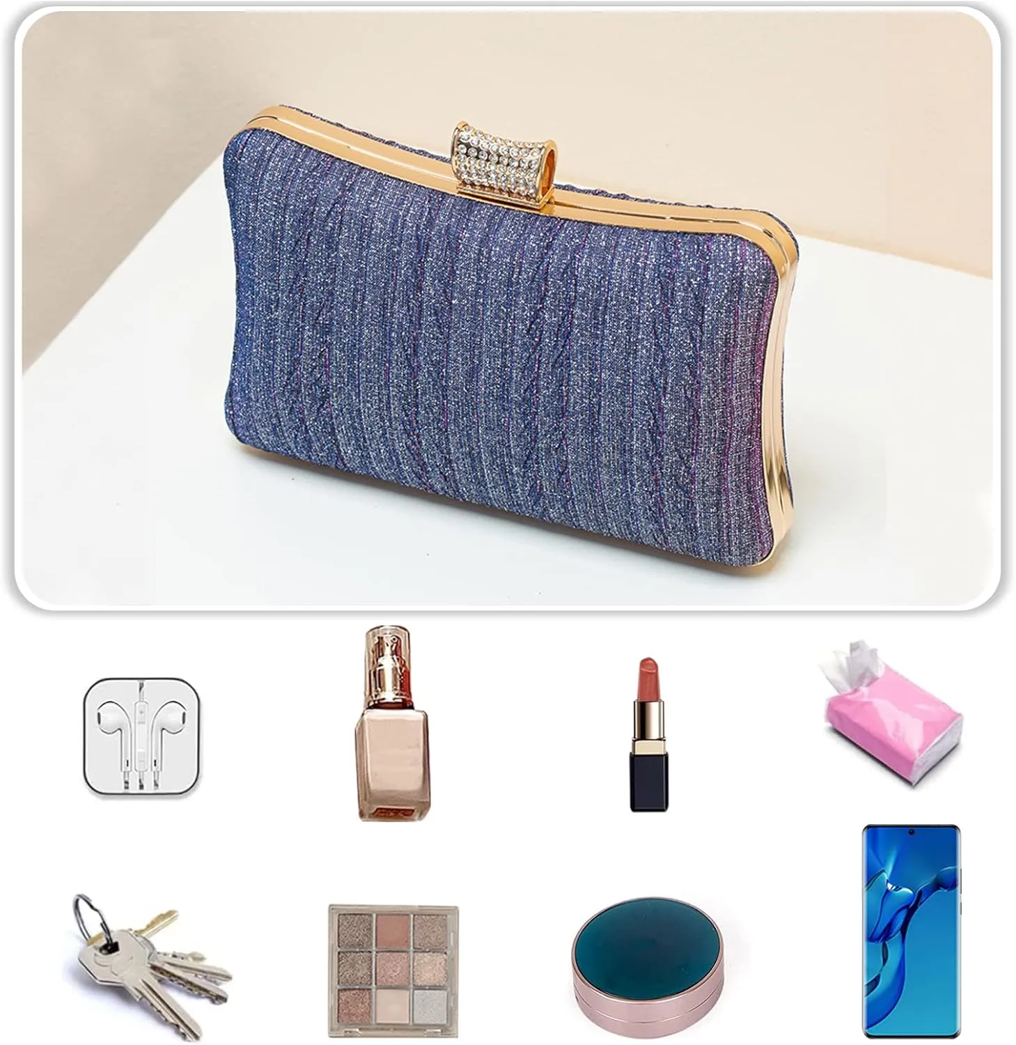 Women Glitter Clutch Bag Sequin Evening Bag Bridal Wedding Purse Women Charming Handbag