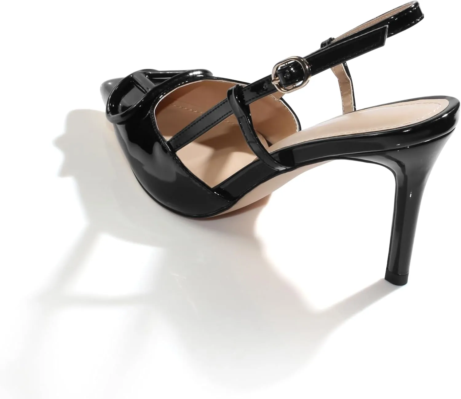 Women Heeled Slingback Sandals Closed Pointed Toe Stiletto High Heels Slip-On Buckle Pumps Backless Evening Prom Party Dress Shoes 5.5-12US