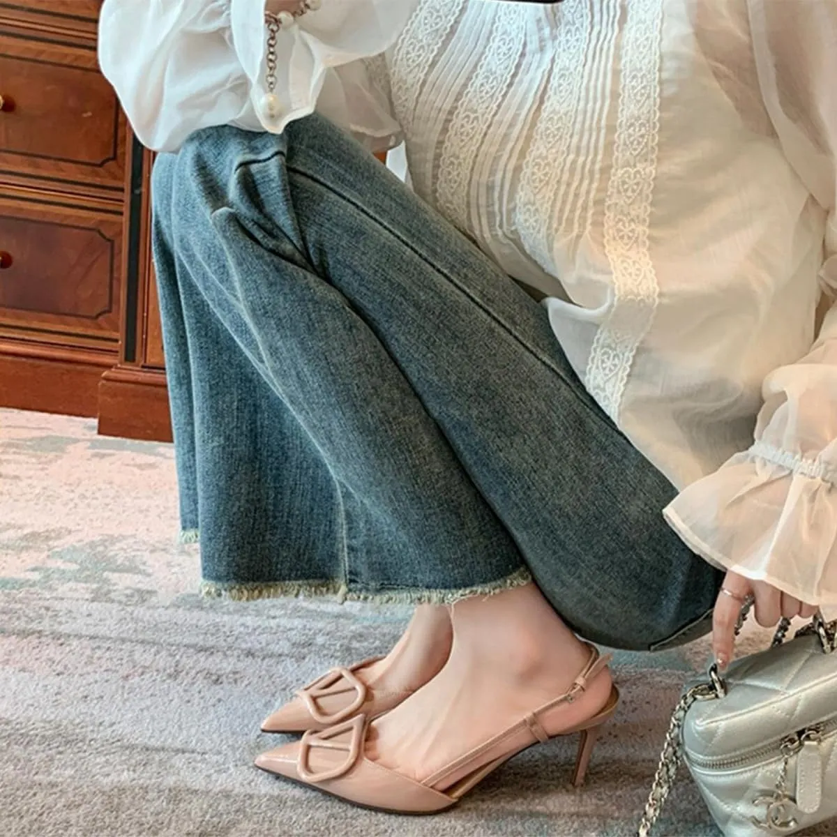 Women Heeled Slingback Sandals Closed Pointed Toe Stiletto High Heels Slip-On Buckle Pumps Backless Evening Prom Party Dress Shoes 5.5-12US