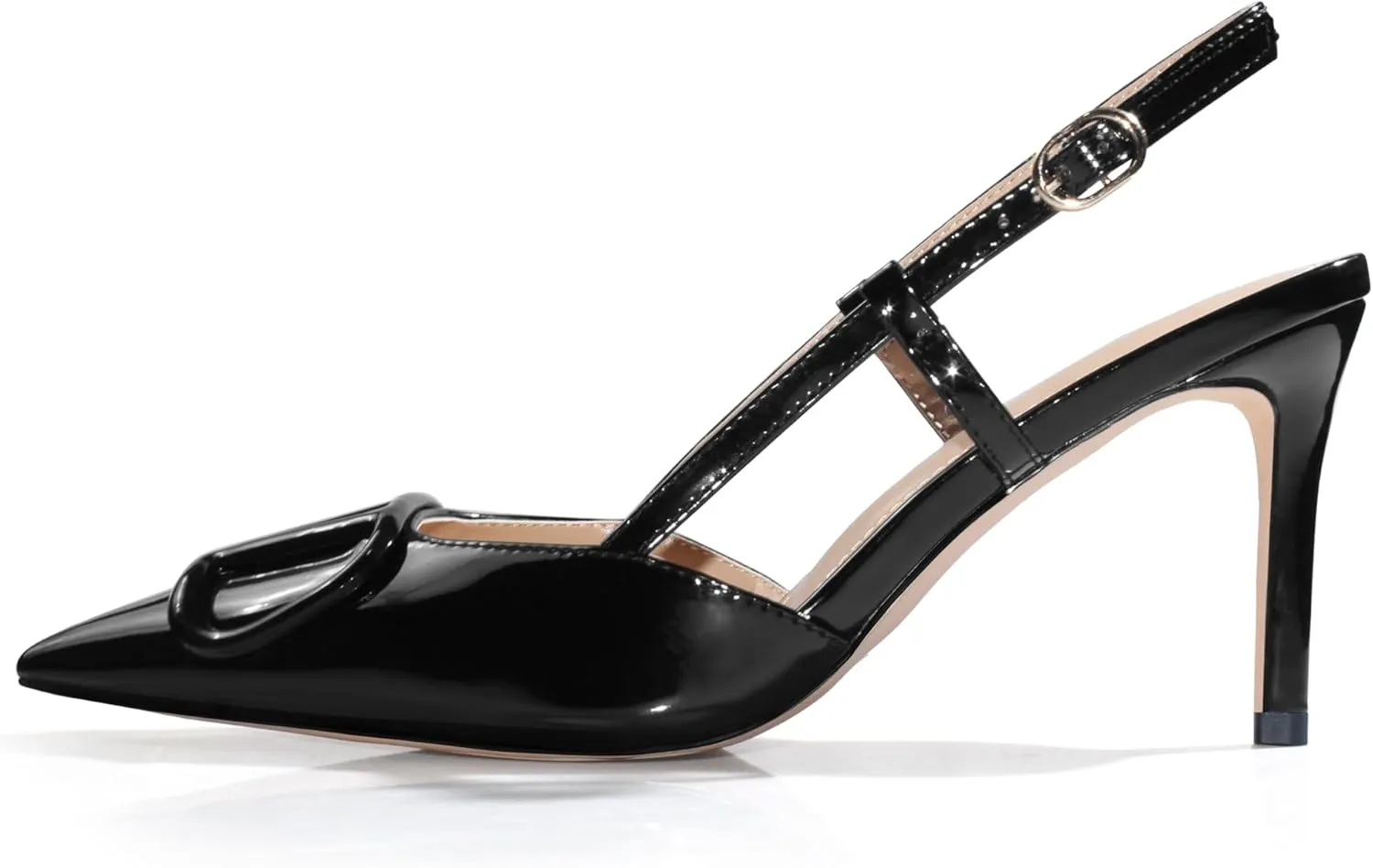 Women Heeled Slingback Sandals Closed Pointed Toe Stiletto High Heels Slip-On Buckle Pumps Backless Evening Prom Party Dress Shoes 5.5-12US
