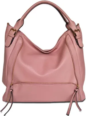 Women Hobo Tote Purse and Handbag Faux Leather Top Handle Satchel Zip Shoulder Bags Black