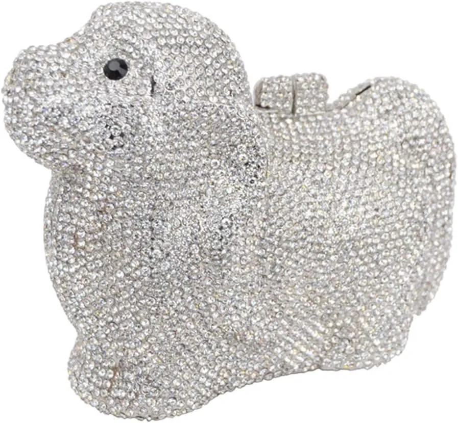 Women Party Evening-Bag Elegant Crystal Ladies Clutch-Purse Chain Diamond Handbag Wedding Puppy