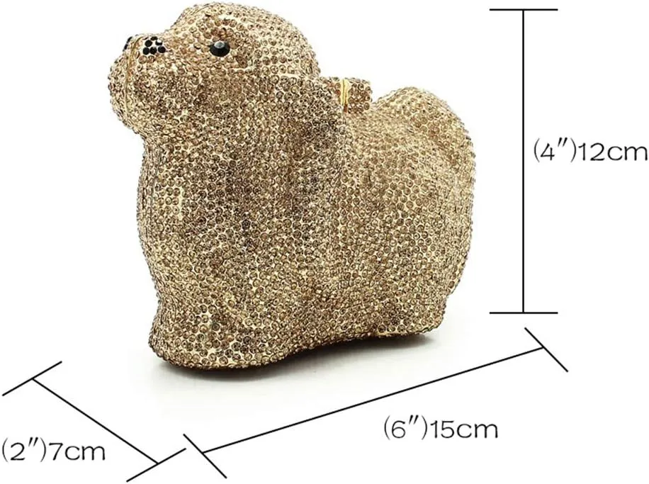 Women Party Evening-Bag Elegant Crystal Ladies Clutch-Purse Chain Diamond Handbag Wedding Puppy