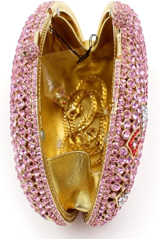 Women Rhinestone Evening-Bag Chain Wedding Clutch-Purse Luxury Handbag Cat