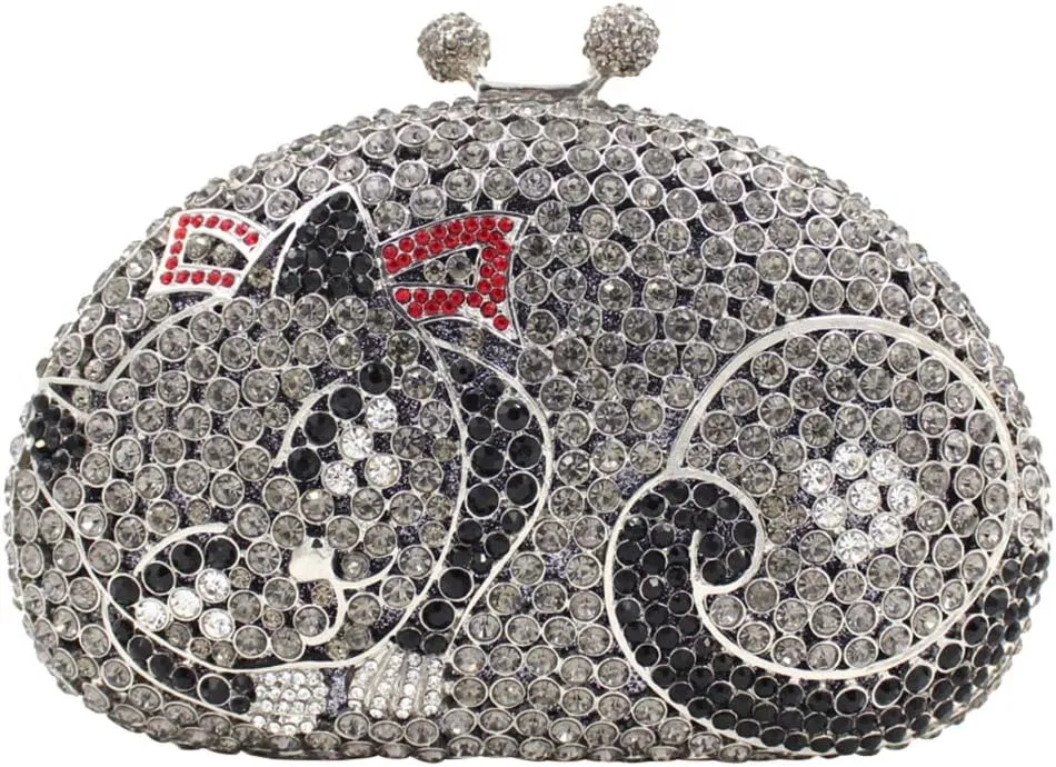 Women Rhinestone Evening-Bag Chain Wedding Clutch-Purse Luxury Handbag Cat